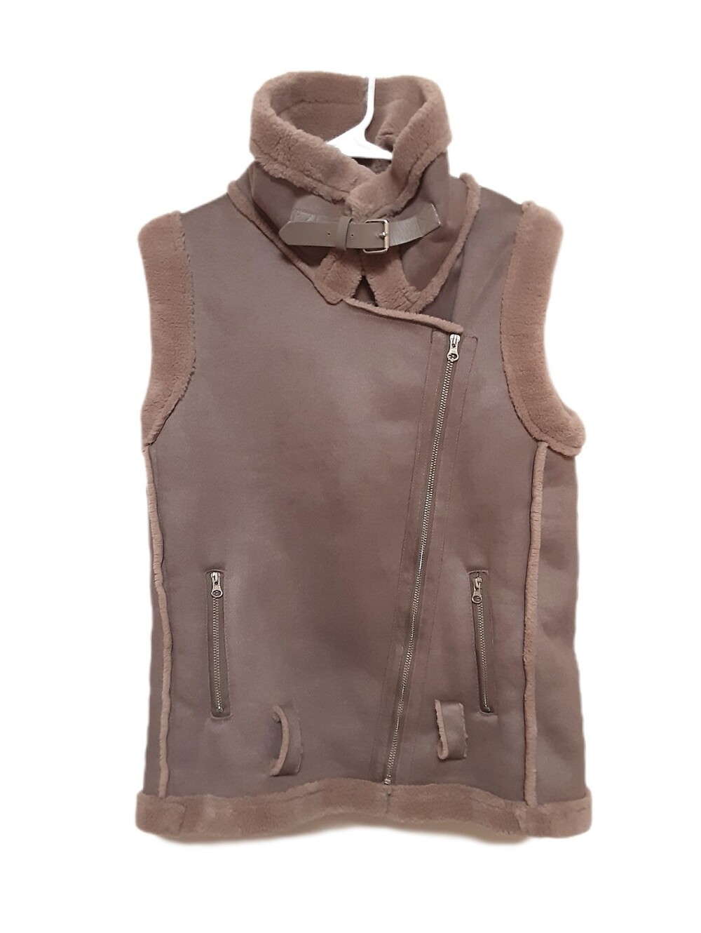 Sadie & Sage Faux Suede Moto Vest Womens